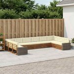vidaXL Ensembles de canapés avec coussin 10 Pièces Bois d'Acacia Massif