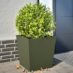 vidaXL Jardinières 2 Pièces vert olive 50x50x50 cm acier