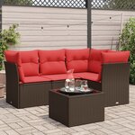 vidaXL Salon de jardin avec coussins 5 Pièces marron résine tressée