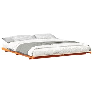 vidaXL Cadre de lit surélevé Marron cire 180 x 220 cm