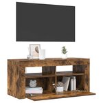 vidaXL Meuble TV avec lumières LED Chêne fumé 90x35x40 cm