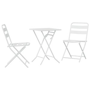 vidaXL Ensemble Bistro pliant 3 pièces Blanc Acier
