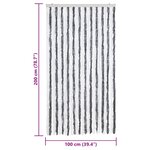 vidaXL Rideau anti-mouches gris et blanc 100x200 cm chenille
