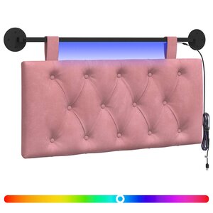 vidaXL Tête de lit suspendue Avec lumière LED Rose Velours