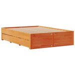 vidaXL Lit bibliothèque sans matelas cire marron 140x200 cm pin massif