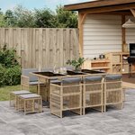 vidaXL Ensemble à manger de jardin et coussins 11 Pièces mélange beige