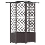 vidaXL Lit Élevé avec Treillis et Toit Marron 122 x 40 x 141 cm PP