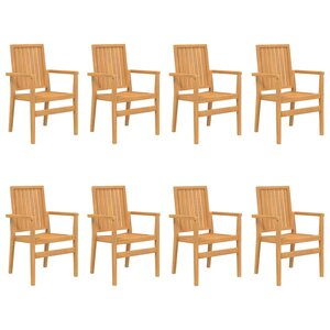 vidaXL Chaises de jardin empilables lot de 8 56 5x57 5x91 cm bois teck