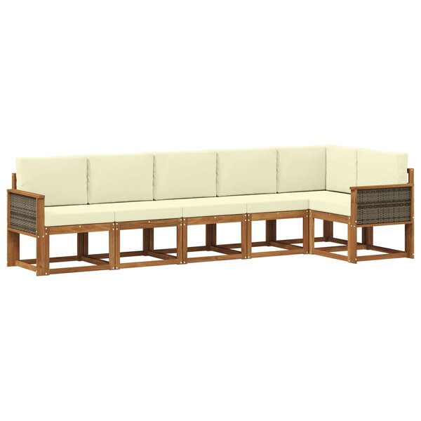 vidaXL Ensemble de canapés d'extérieur 6 pc Naturel et Crème Polyester