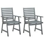vidaXL Chaises à manger d'extérieur lot de 2 et coussins Acacia massif