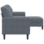 vidaXL Canapé à 3 places avec repose-pieds Gris foncé 210 cm Velours