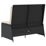 vidaXL Banc inclinable de jardin avec coussins noir résine tressée