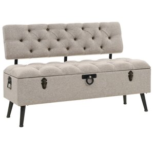 Banc banquette de rangement avec dossier 110 cm crème tissu 02_0010951