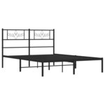 vidaXL Cadre de lit métal sans matelas et tête de lit noir 160x200 cm