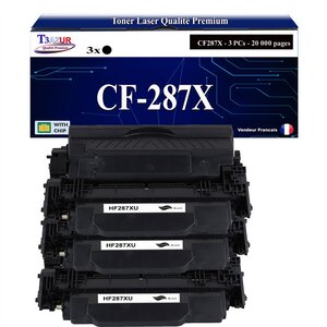 T3AZUR - 3x Toners compatibles avec HP CF287X (87X) pour HP LaserJet Enterprise Flow MFP M527c  M527cm