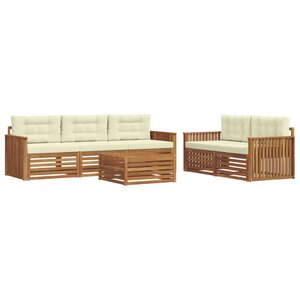 vidaXL Ensemble de canapés d'extérieur 6 pc Naturel et Crème