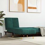 vidaXL Chaise longue vert foncé velours