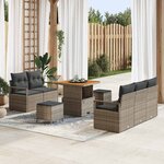 vidaXL Ensemble de canapé de jardin avec coussin 8 Pièces Gris Poly rotin