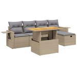 vidaXL Salon de jardin avec coussins 6 Pièces beige résine tressée