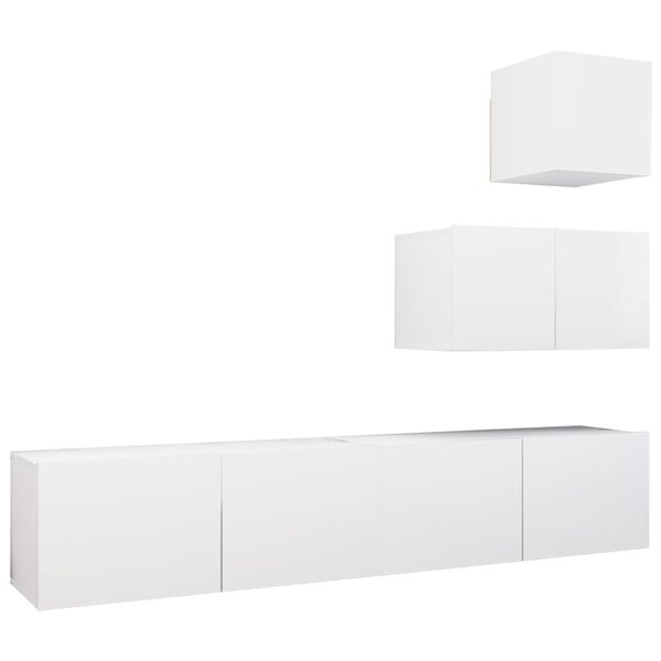 vidaXL Ensemble de meubles TV 4 Pièces Blanc Bois d'ingénierie