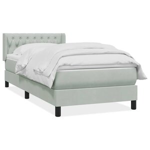 vidaXL Sommier à lattes de lit et matelas gris clair 100x210cm velours