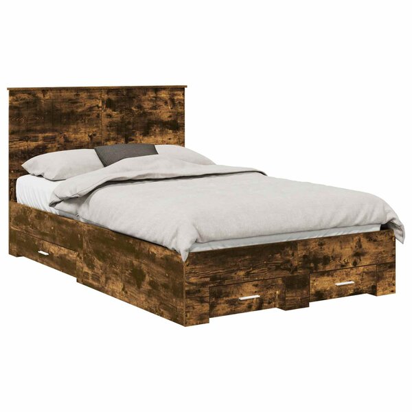 vidaXL Cadre de lit Chêne fumé 120 x 200 cm Bois d'ingénierie