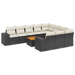 vidaXL Salon de jardin 11 Pièces avec coussins noir résine tressée