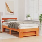 vidaXL Cadre de lit avec tête de lit Brun cire 100 x 200 cm Pin massif
