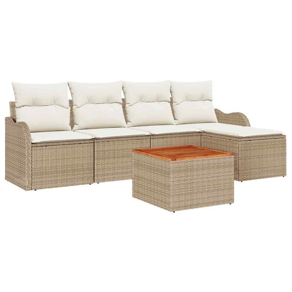 vidaXL Ensemble de canapé de jardin 6 Pièces Beige Poly rotin
