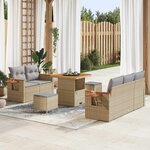 vidaXL Ensemble de canapé de jardin 8 Pièces Beige polyrotin