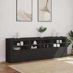 vidaXL Buffet avec lumières LED noir 202x37x67 cm