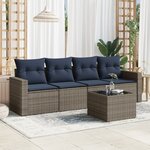 vidaXL Salon de jardin 5 Pièces avec coussins gris résine tressée