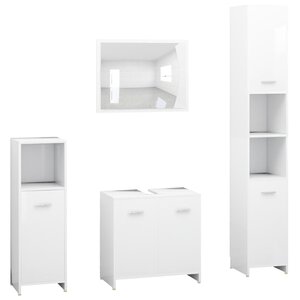 vidaXL Ensemble de meubles salle de bain 4 Pièces blanc bois d’ingénierie