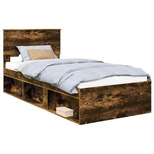 vidaXL Cadre de lit Chêne fumé 90 x 190 cm Bois d'ingénierie