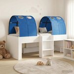 vidaXL Lit avec Tunnel 4 Pièces Blanc et bleu Bois d'ingénierie