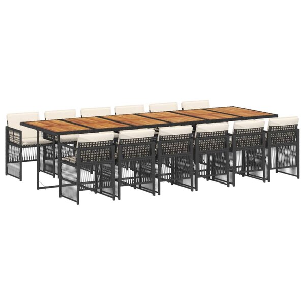 vidaXL Ensemble à manger de jardin 13 Pièces coussins noir résine tressée