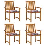 vidaXL Chaises de jardin avec coussins lot de 4 Bois d'acacia massif