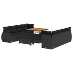vidaXL Ensemble de canapé de jardin 11 Pièces Noir polyrotin