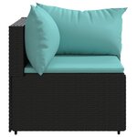 vidaXL Canapé d'angle de jardin avec coussins Noir Résine tressée