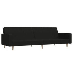 vidaXL Canapé-lit à 2 places noir tissu