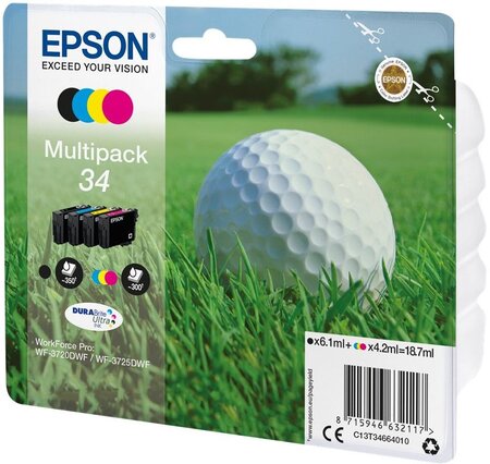 Pack 4 cartouches d'encre epson balle de golf 34 standard