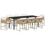 vidaXL Ensemble de salle à manger pour jardin 9 Pièces Beige polyrotin