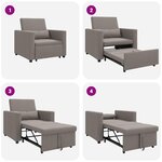 vidaXL Canapé-Lit Convertible 3-en-1 en Tissu Taupe