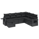 vidaXL Salon de jardin 7 Pièces avec coussins noir résine tressée
