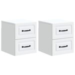 vidaXL Cabinet de chevet mural 2 Pièces Blanc 34 5 x 33 x 40 cm