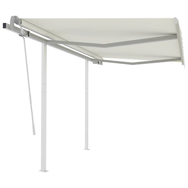 vidaXL Auvent manuel rétractable avec poteaux 3x2 5 m Crème