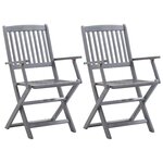 vidaXL Chaises pliantes (lot de 2) avec coussins  en bois d'acacia massif