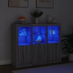 vidaXL Buffets avec lumières LED 3 Pièces sonoma gris bois d'ingénierie