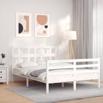 vidaXL Cadre de lit sans matelas blanc 140x190 cm bois massif