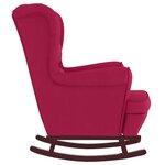 vidaXL Fauteuil à bascule à oreilles en velours rouge vin bois massif